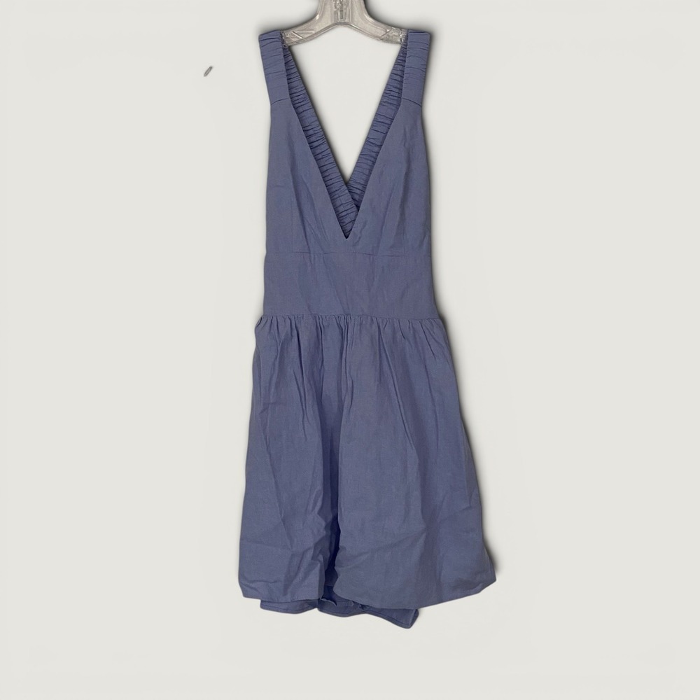 Abercrombie And Fitch Blue Linen Blend Romper Dress Size Medium
